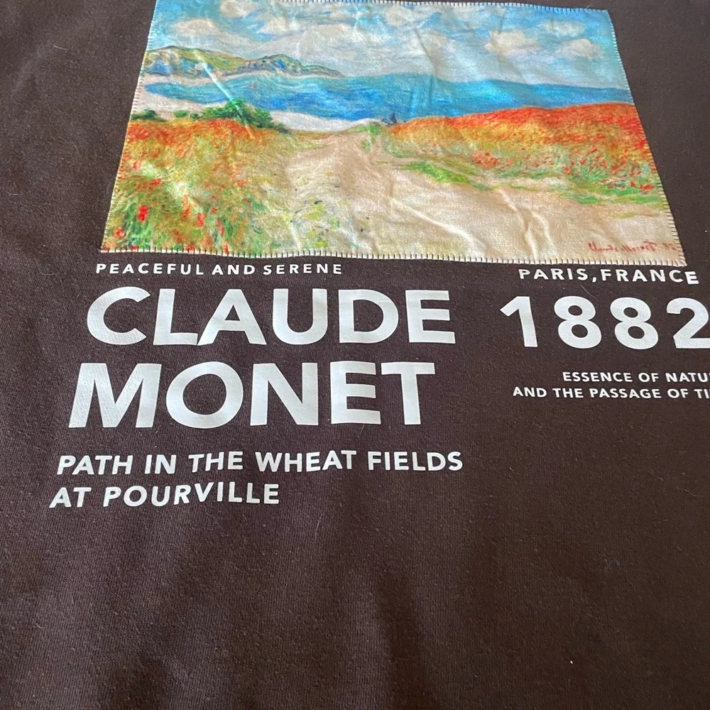 NWT Embroidered Claude Monet Graphic brown Sweatshirt.‎ Men L